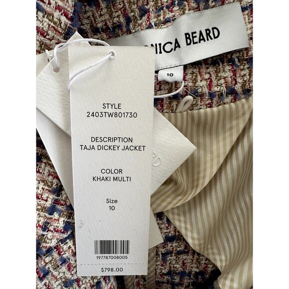 $798 Veronica Beard Taja Dickey Jacket cotton-blend tweed blazer Size 10 NEW - Picture 4 of 12